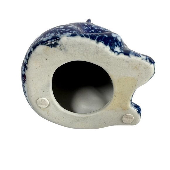 Vintage Chintz Blue And White Floral Porcelain Cat Figurine 8” - Picture 5 of 6